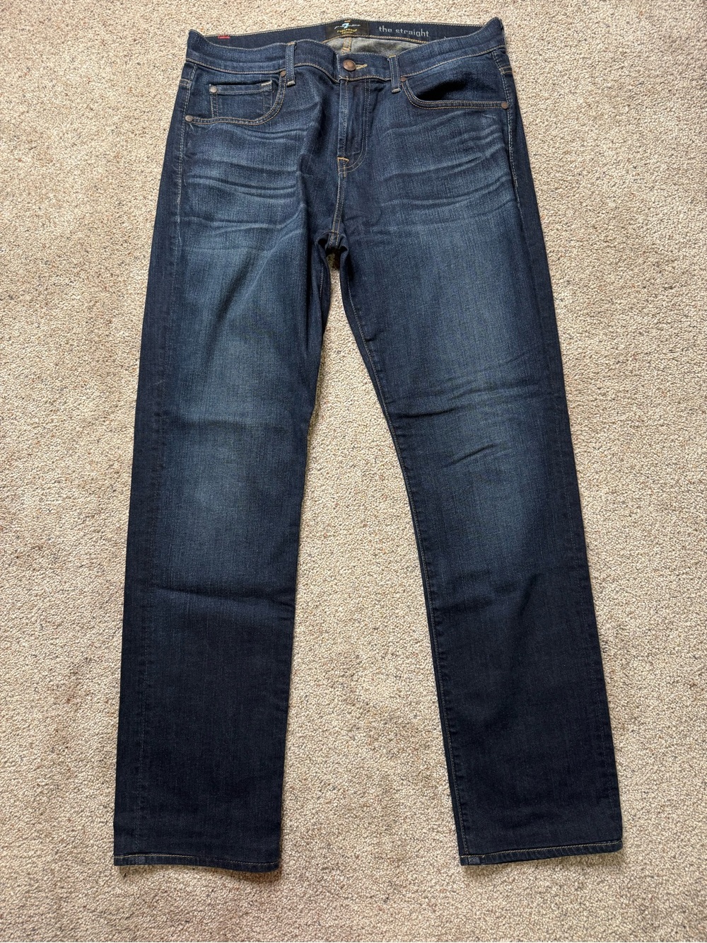 7 For All Mankind Men's Dark Indigo Straight Jeans